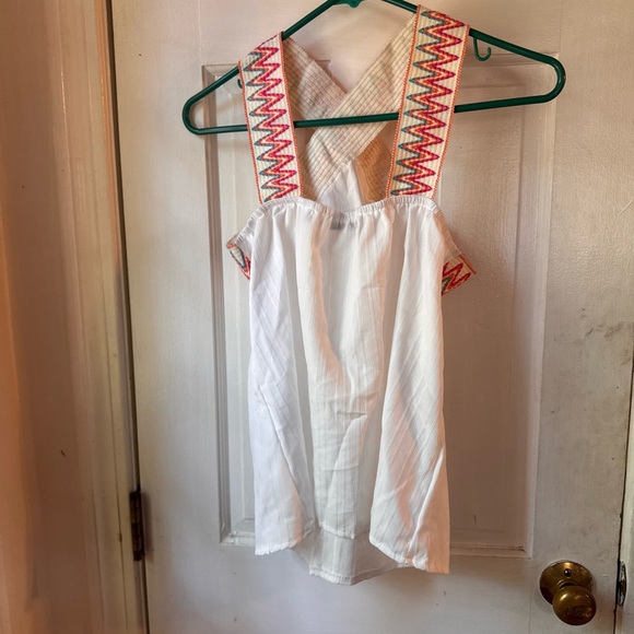 White Sleeveless Top with Pink Zigzag Straps - Picture 3 of 4